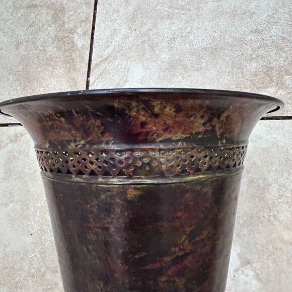 Antique Finished Metal Decorative Planter Multi-Function Brown 8.5" Bell Shaped - Picture 11 of 11